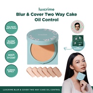 EXP 2027 [TASYA FARASYA APPROVED] Luxcrime Blur Powder & Cover two way cake - NEW Oil Control Luxcri