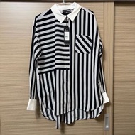 【全新含吊牌】卡爾 卡爾老佛爺 KARL LAGERFELD 襯衫 拼接 條紋 線條 女生 衣服 長袖 設計款 特殊款