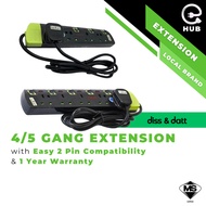 DISS N DATT 4/5 Gang 2M Wayar Panjang Extension Plug Soket Trailing Socket Extension Easy for 2 Pin 