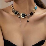 1pc Y2K Style Multi-Element Necklace With Watch/Heart/Star/Butterfly Charms, Fashionable Charm Neckl