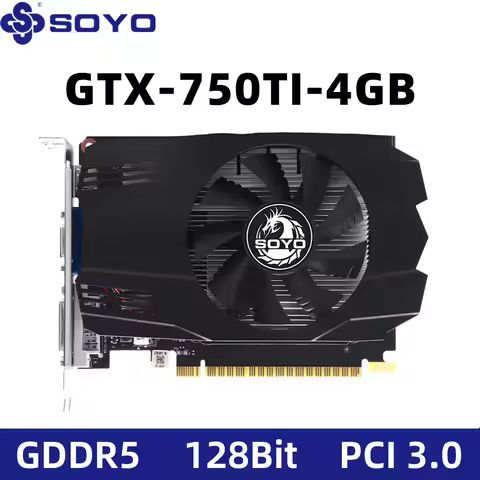 SOYO NVIDIA GeForce GTX 750Ti 4GB DDR5 128bit PCIe3.0x16 Gaming Video Card 28NM with CUDA PC Game DV