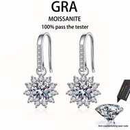 【 GRA Certificate Attached 】 1ct moissanite earrings, s925 pure silver plated platinum fashionable c