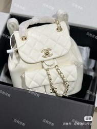 現貨發 Chanel 香奈兒 Duma 白色小號18cm 小羊皮 淡金五金 原廠Outlet 倉庫直髮