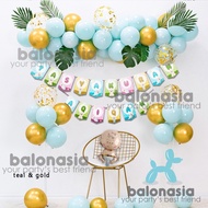 Dekorasi paket Balon simple karakter aqiqah backdrop tirai garland anak pink biru