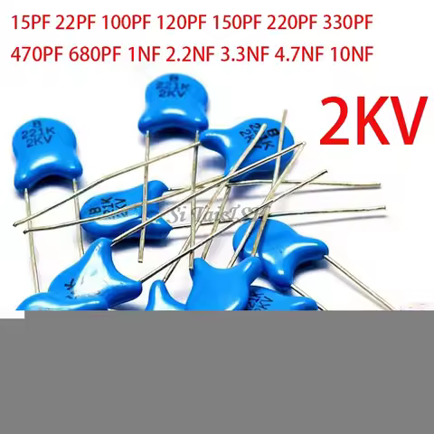 20pcs High voltage Ceramic Capacitor 2KV 15PF 22PF 100PF 120PF 150PF 220PF 330PF 470PF 680PF 1NF 2.2