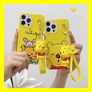 Apple iPhone 12 Mini 12 12 Pro 12 Pro Max 13 Mini 13 13 Pro 13 Pro Max 14 14 Plus 14 Pro 14 Pro Max Soft Phone Case Winnie the Pooh Phone Cover With Keychain and Bracelet