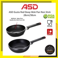 ASD Gusto Red Deep Wok Pan Non Stick 28cm/30cm HP8228D HP8230D
