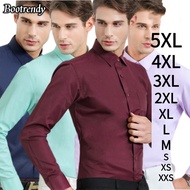 Plus Size Men shirt Plain Casual Shirts Long Sleeve Formal Business Dress Shirts Solid Color Tshirt 