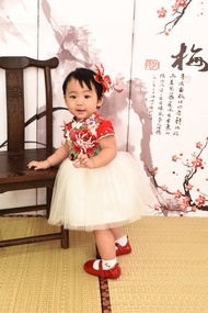 旗袍改良式禮服 中國紅