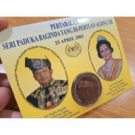 2002 Coin Card Malaysia Commemorative Agong Coin XII Card Ringgit RM1 UNC/BU 1pc