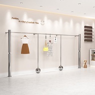 Women Wall-Mounted Display Rack Wall-Mounted Floor-length Stainless Steel Shelf Hanger Children's Cl