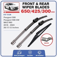 Front Rear Wiper Blades For Peugeot 508 508SW 508 SW MK2 R83 2018 - 2023 Windshield Windscreen Car A