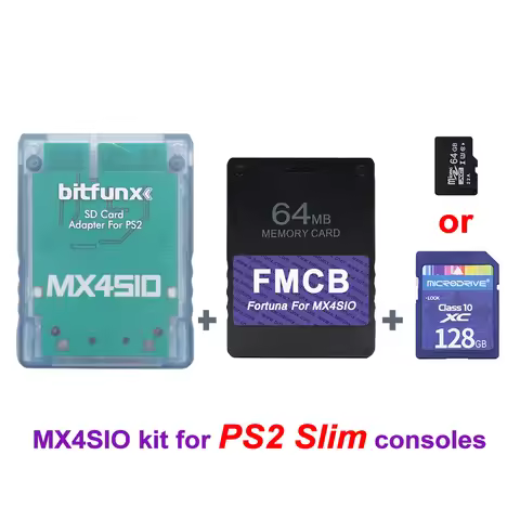 MX4SIO SIO2SD SD Card Adapter for Playstation 2 PS2 + Fortuna FMCB card for PS2 Slim Consoles + Game
