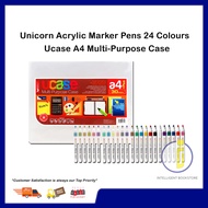 [Intelligent] Unicorn Acrylic Marker Pens 24 Colours + Ucase A4 Multi-Purpose (Value Set UAM-2C + UD