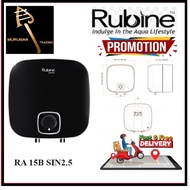 RUBINE STORAGE WATER HEATER ( RA 15B BLACK ) With Dielectric connector + Pressure Relief Valve + Mounting Hardware / FREE express delivery