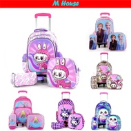 Primary School Bag/ Trolley Bag/ 6Wheels/ 3 In 1 Set Girls Beg Sekolah Roda Perempuan