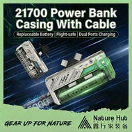 21700 Power Bank Casing with Cable Capsule Replaceable Battery Capable of 22.5W Dual Ports Fast Char