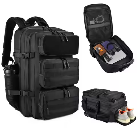 LHI 60L Tactical Backpack Men Spotrs Athlete Gym Business Trip Bag Travel Camping Hiking Rucksack wi