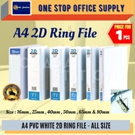 OKADA 2D PVC Ring File (A4) / Fail Kulit Keras / White File / Fail Putih / 2D File / A4 File / Fail 