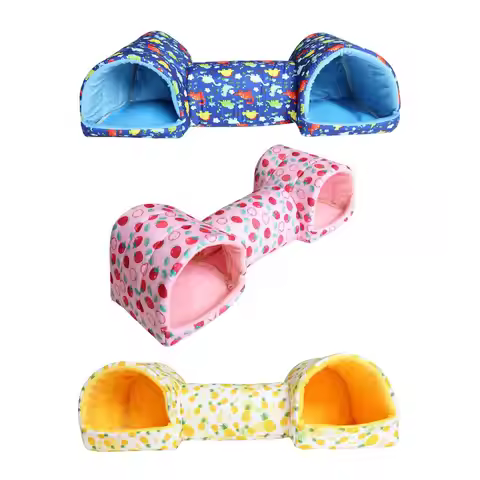 Hamster Hideout Guinea Pig Tunnel and Bed Bedding Habitat Small Animal House Guinea Pig Bed for Hedg