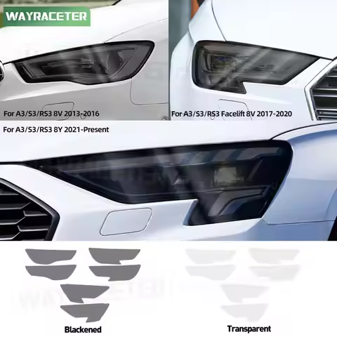 2 Pcs Car Headlight Tint Smoked Black Protective Film Transparent TPU Sticker For Audi A3 8V S3 Face