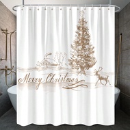 1PC Merry Christmas Garden Shower Curtain Christmas Tree White Window Curtains Waterproof Fabric Sho