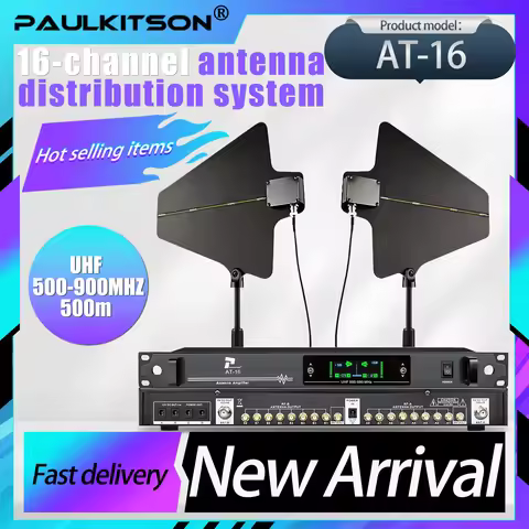 Paulkitson AT-16 16-Channel UHF Antenna Distribution System 500-900MHz 500m Stable Wireless Mic Ampl