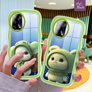 HIJAU Rabbit Backpack Green 3D Casing ph Strange Shape for for OPPO F11S F3 Plus F5 F7 F9 F11 Pro F15 F17 Pro F19/S F21 Pro SPro 4G/5G soft case Cute Girls Cute Mobile Phone plastic