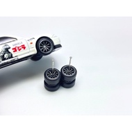 Z121 Hot Wheels Rubber Wheels 1/64 Tayar Getah Metal Dark Gray CE28 10mm Long Axle