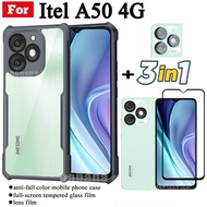3 IN 1 Itel A50 4G Anti-fall Mobile Phone Case for Itel A 50 A5 0 Tempered Glass Film+lens Film A70 
