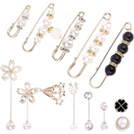 12 Keping Pin Bros Selendang Mutiara Pelbagai Warna, Klip Hijab Muslimah, Set Bros Kecil, Klip Logam