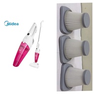 Máy hút bụi cầm tay Midea SC 861A kèm thêm 3 lọc bụi ngoài tổng số 4 lọc.