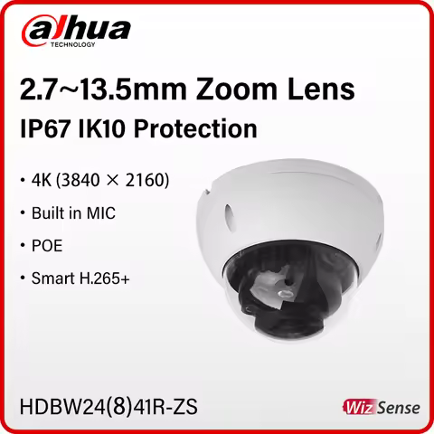 Dahua 8MP IR Motorized Zoom Camera Outdoor IP67 IK10 Protection Security Camera Smart H.265+ Built i