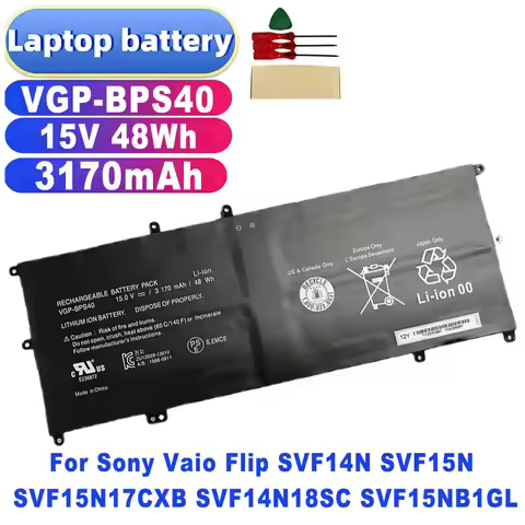 New VGP-BPS40 15V 3170mAh High Quality Battery for Sony Vaio Flip SVF14N SVF15N SVF15N17CXB SVF14N18