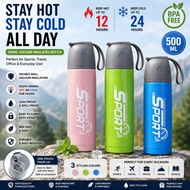 Hot and Cold Flask Outdoor Sports Water Bottle Stainless Steel Insulated Vacuum Flask