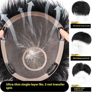 3# Net 100% Human Hair No knots Natural Looking Straight Wig Remy Human Natural Hair Men Toupee Invi