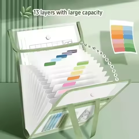 Vertical Transparent Binder Organizer，13 Pockets Waterproof Folder for Documents，New Year & School S