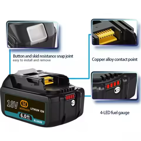 100% Original For Makita 6Ah Battery,18V tool battery for Makita drill DJV182 DGA404 DTD173 DDF487 D