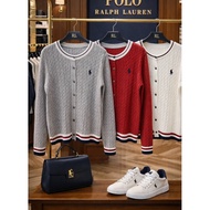 Polo Embroidered Cardigan Round Neck