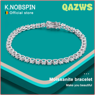 QAZWS KNOBSPIN D กำไลเทนนิส VVS1 Moissanite ชุบ925เงินสเตอร์ลิงทองคำขาว18K สร้อยข้อมือเพชรแล็บหรู MK