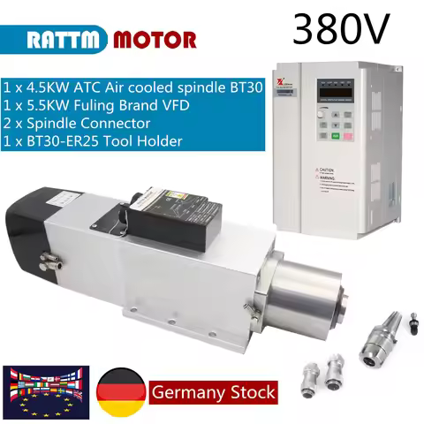 【Stock in EU / US】CNC BT30 ATC air cooled spindle motor 4.5KW 24000RPM 220V / 380V Automatic Tool Ch