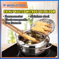 Deep Frying Pot Thermometer Tempura Fryer Pan Temperature Control Fried Pot Induction cooker and gas dual  deep fryer tempura frying pan with thermometer household small frying pan cast iron pan