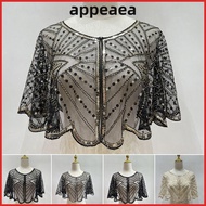 APPEAEA Shawl Beaded, Short Cape Sequin Decor Flapper Shawl, Fashion 1920s Women's Shawl