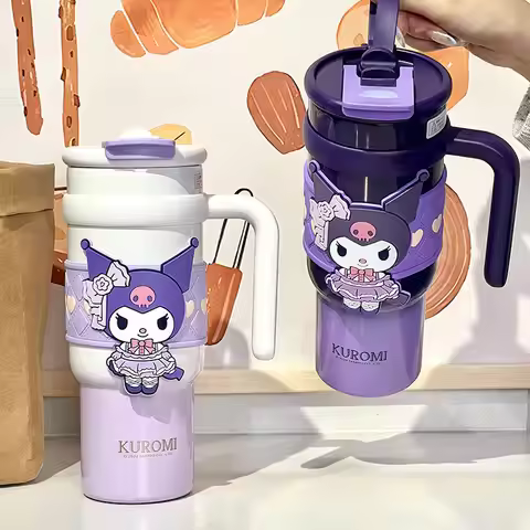 900ml Cute Cartoon Hello Kitty Kuromi Large Capacity Water Cup Kawaii Cinnamoroll 316 Stainless Stee