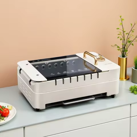 220V Barbecue Machine Smokeless Automatic Rotation Indoor Kebab Multi-function Skim Electric Barbecu