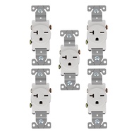 Single 20Amp 250V Wall Outlet Straight Blade Receptacle, 2 Pole 3 Wire, NEMA 6-20R/6-15R, White, 5 P