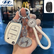 Hyundai 2 Buttons TPU Car Folding Key Case Holder Keychain Protector For Hyundai H1 Key Cover