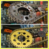 ◄ ◫ ✿ Osaki Lucky Gold Revo Chrome Chain and sprocket Set Sniper150 / Rs150 / Raider150 (2in1)