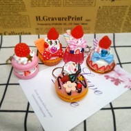 Strawberry Cake Donut Keyring Macaron Keychain Dessert Modeling Pendant Simulation