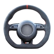 DIY Artificial leather Suede Carbon Fiber Customized Hand-stitched Car Steering Wheel Cover For Audi